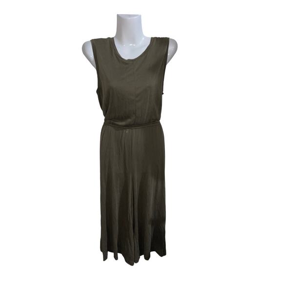 Charlie Paige Sleeveless Olive Belted Jumpsuit Jumper Medium Cropped Wide Leg - Picture 3 of 4